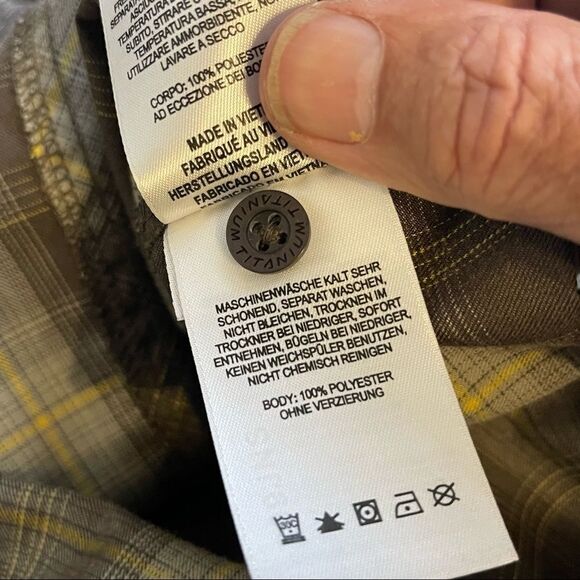 Columbia Women's Medium Brown/Cream/Gold Plaid Long Sleeve Hoodie Shirt - Picture 6 of 6